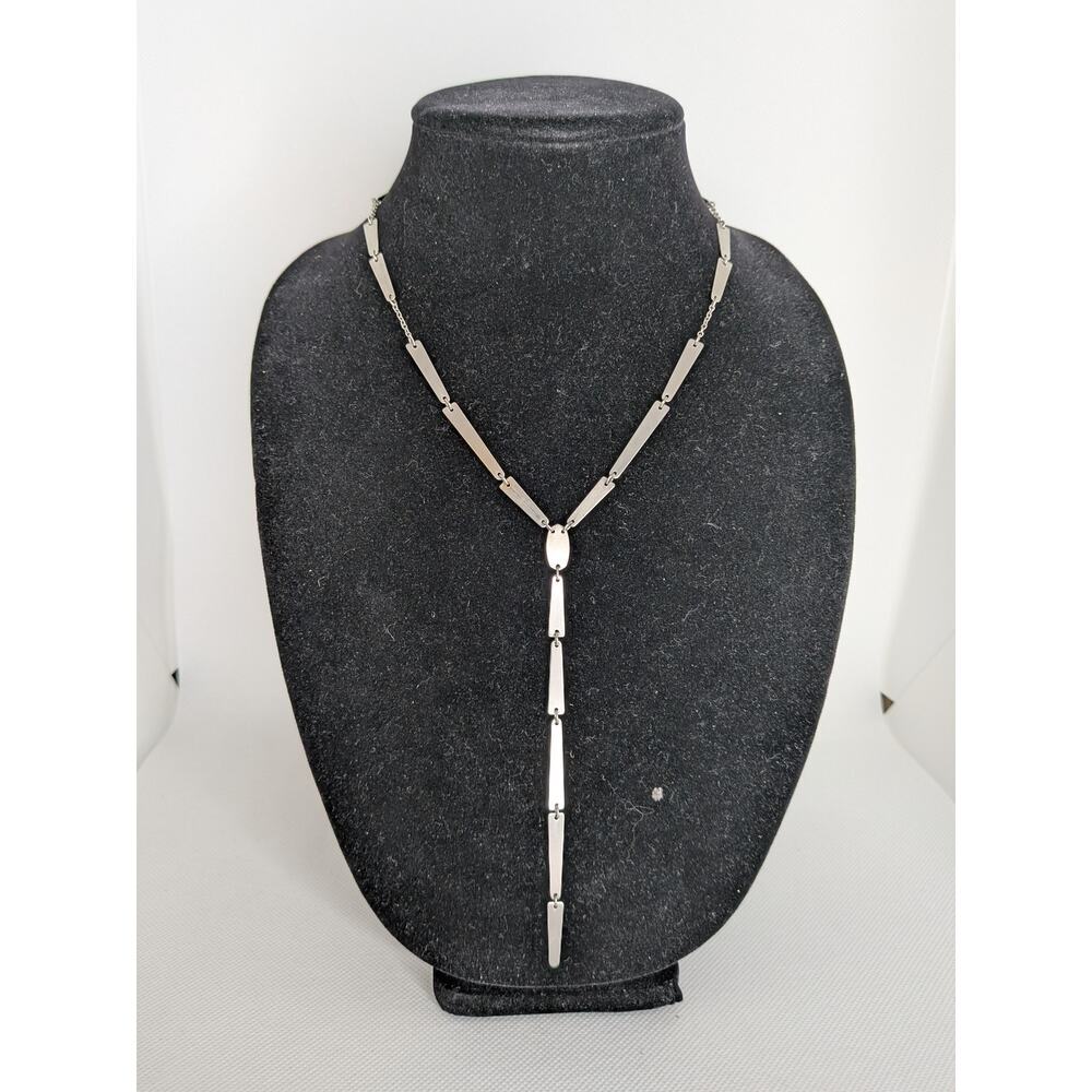 Kendra Scott Gail Brushed Silver Long Y Drop Necklace 20” Adjustable